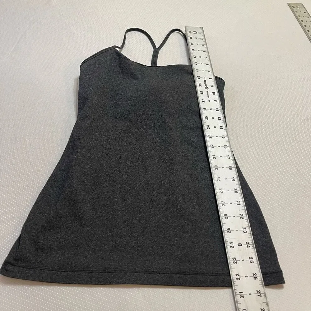 Lululemon Power Y Grey Yoga Gym Training Tank Top Size 6
